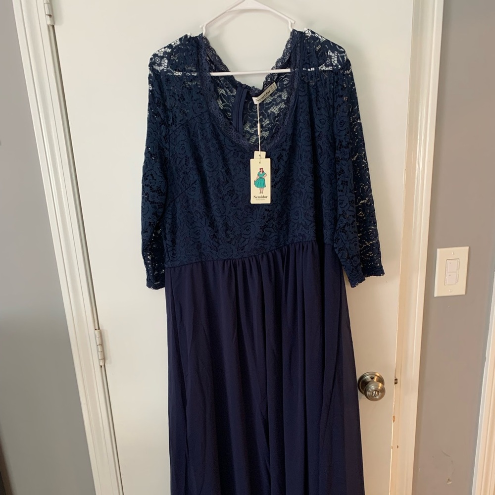 Navy Blue Floor Length Dress